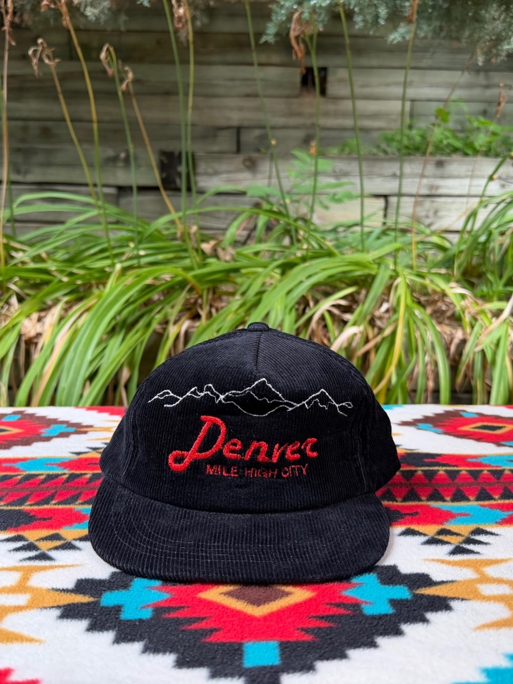 Vintage Denver Mile High City Corduroy Snapback Hat Sam Jung Made in Korea